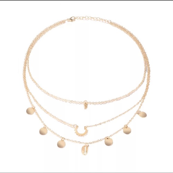 Gold three layers Necklace - Picture 2 of 3